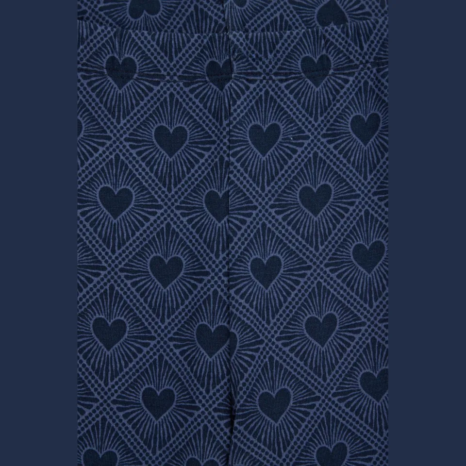 WE Fashion flared legging met hartjes donkerblauw, foto 6