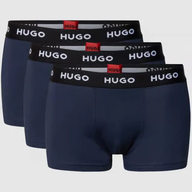 Hugo Boxershort met labeldetails in een set van 3 stuks donkerblauw, foto 2