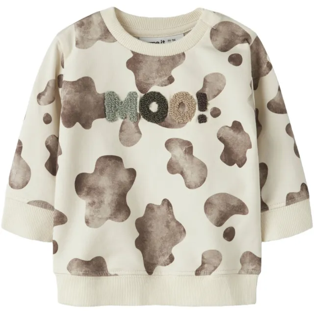 NAME IT BABY regular fit sweater met dierenprint - ecru Ecru/bruin