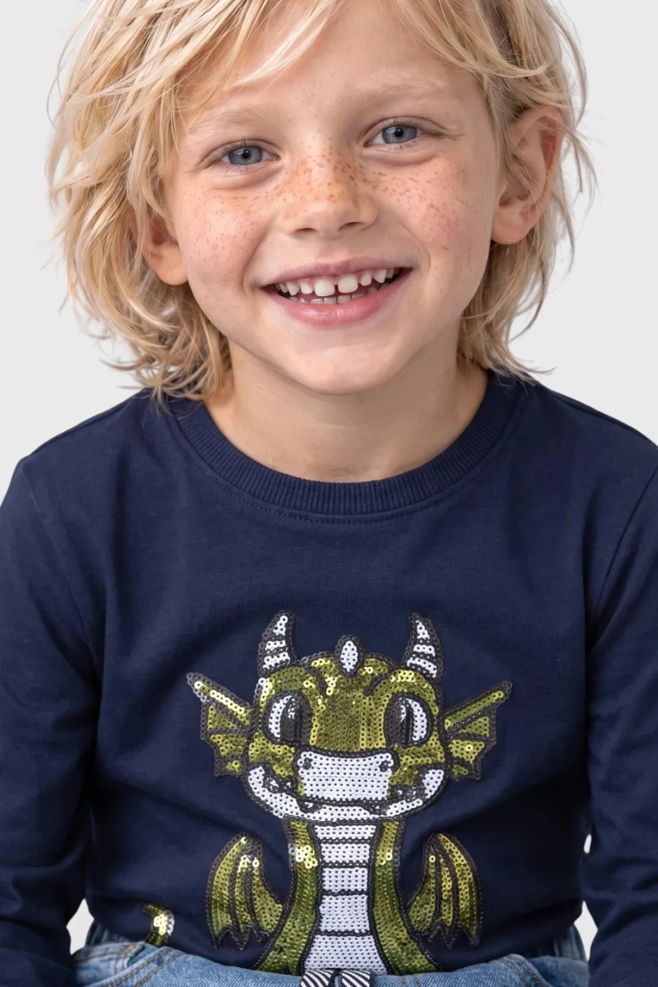 s.Oliver longsleeve met pailletten en print donkerblauw, foto 6