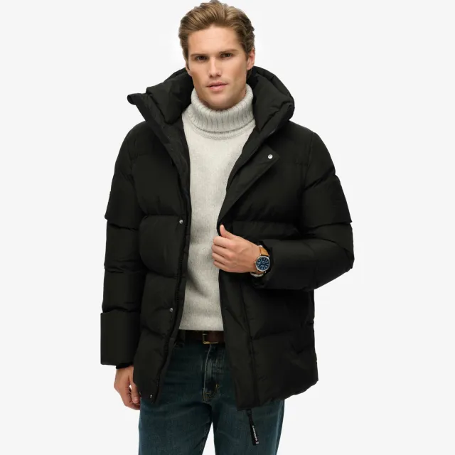 Superdry Hooded 5 Baffle Sports winterjas zwart