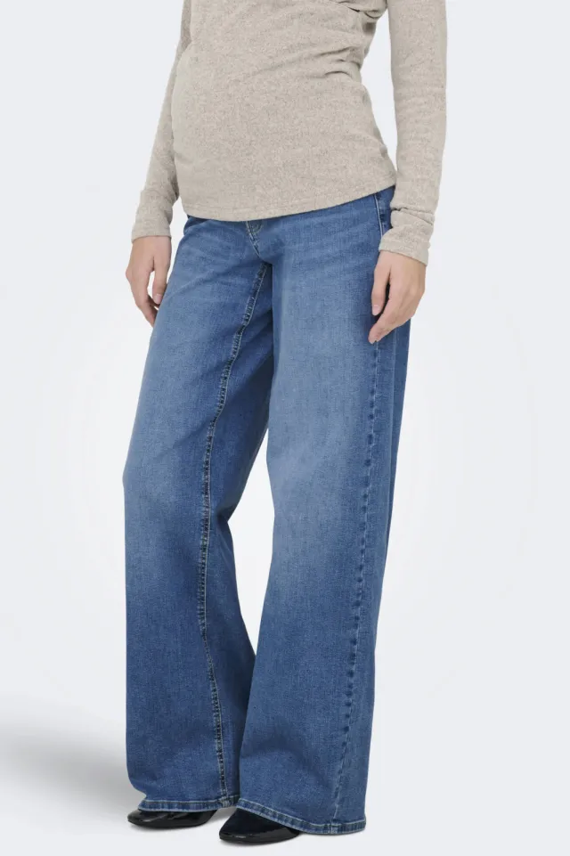 Only MATERNITY OLMMADISON wide leg zwangerschaps jeans - middelblauw medium blue denim, foto 4