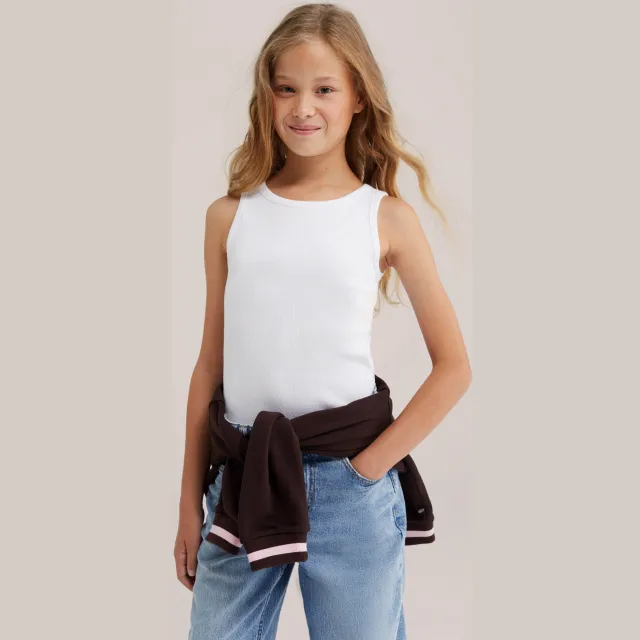 WE Fashion ribgebreide mouwloze top wit, foto 3