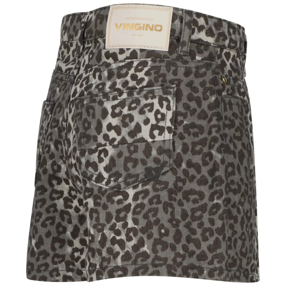 Vingino denim skort met panterprint grijs, foto 4