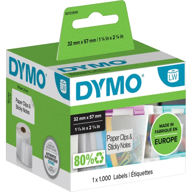 Etiket dymo labelwriter multifunctioneel 32x57mm 1 Rol, foto 2