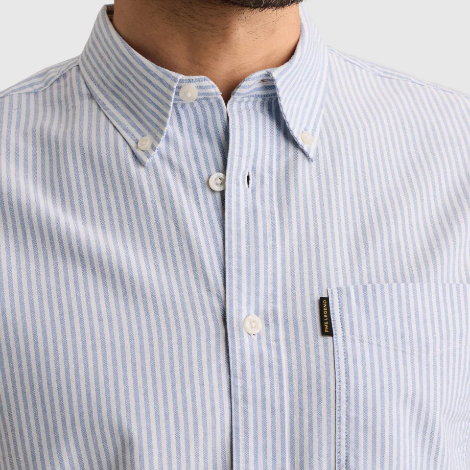 PME Legend regular fit oxford gestreept overhemd - lichtblauw, foto 5