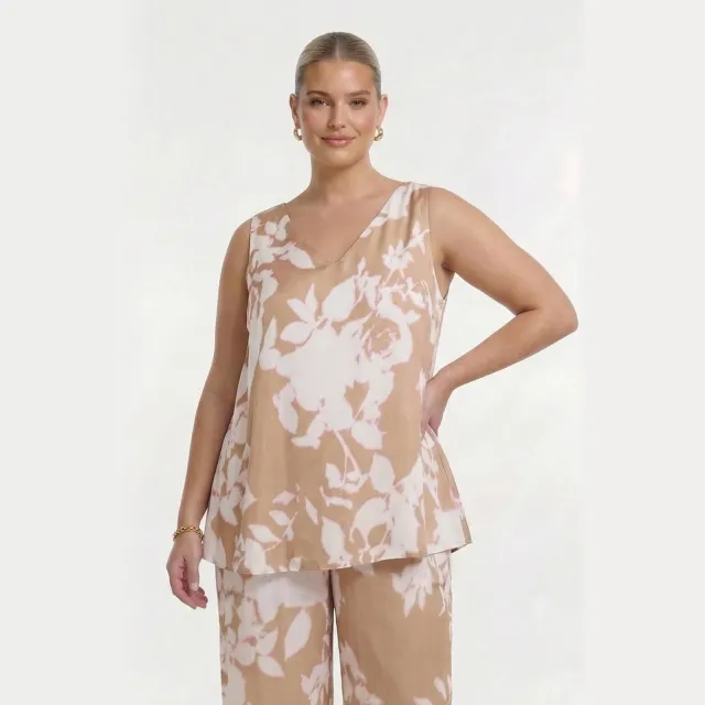 Yoek top Plus Size - lichtbruin