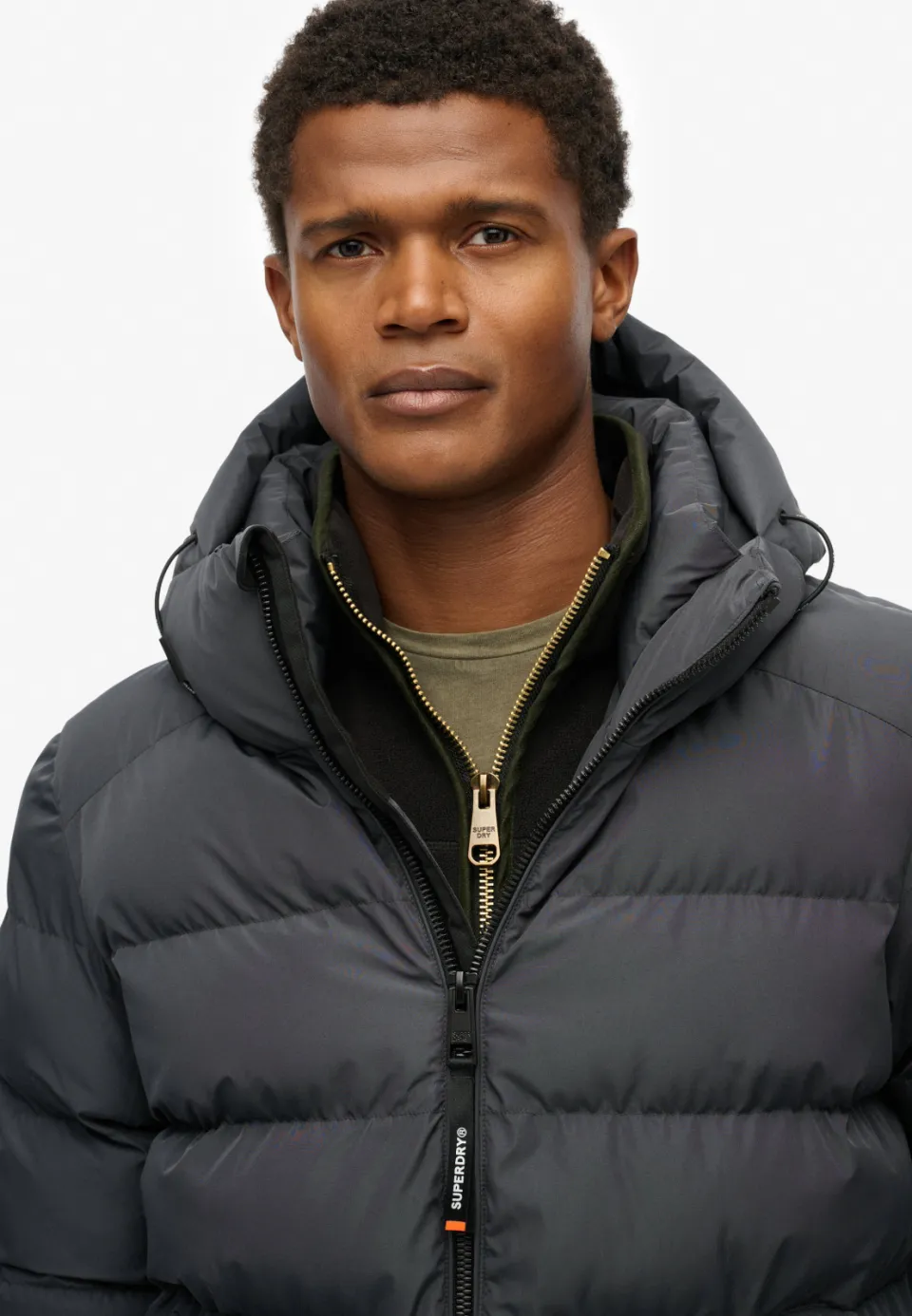 Superdry Hooded Sports Puffer winterjas antraciet, foto 5