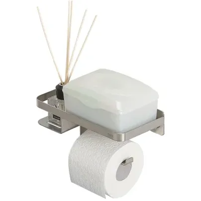 Tiger Caddy toiletrolhouder met planchet RVS