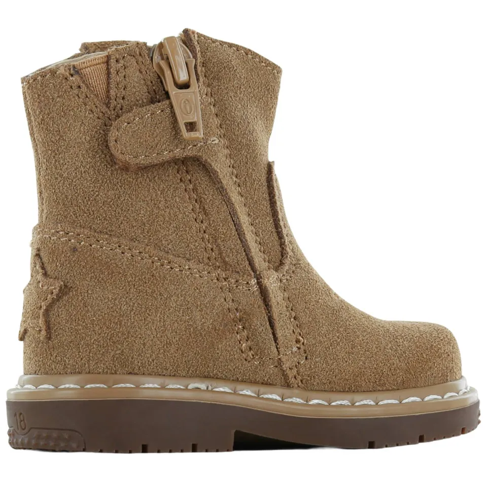 Shoesme suède enkelboot met franjes cognac