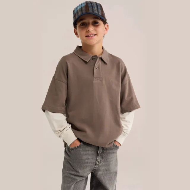 WE Fashion polo - bruin Bruin/ecru