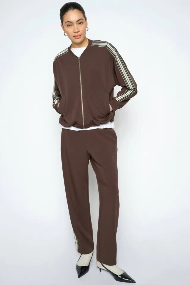 Mos Mosh barrel gestreepte broek - bruin