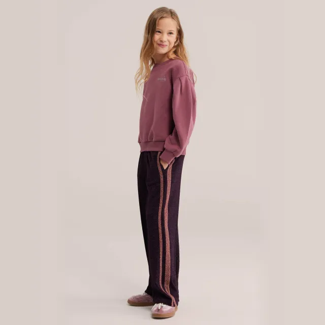 WE Fashion loose fit casual broek met glitters paars