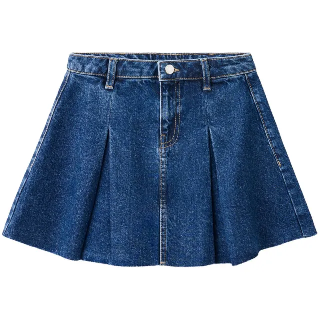 Mango Kids korte spijkerrok met rafels - donkerblauw Dark blue denim