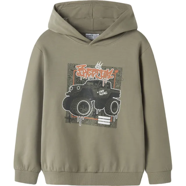 NAME IT KIDS rechtvallende hoodie met print - groen Groen OR