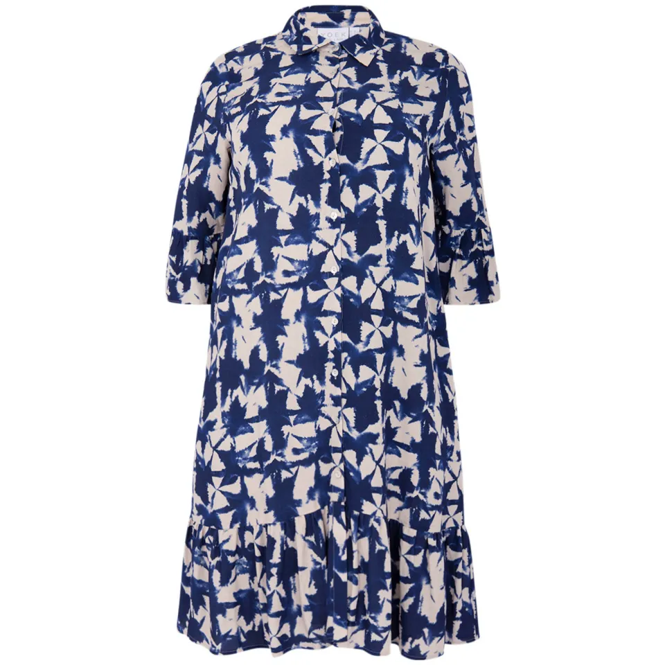 Yoek TESSA jurk met ruches blauw, foto 3