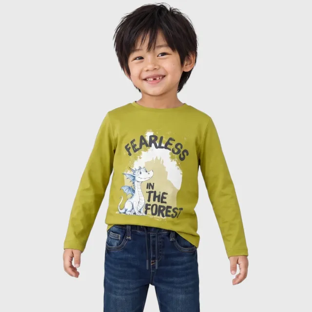 s.Oliver longsleeve met print limegroen