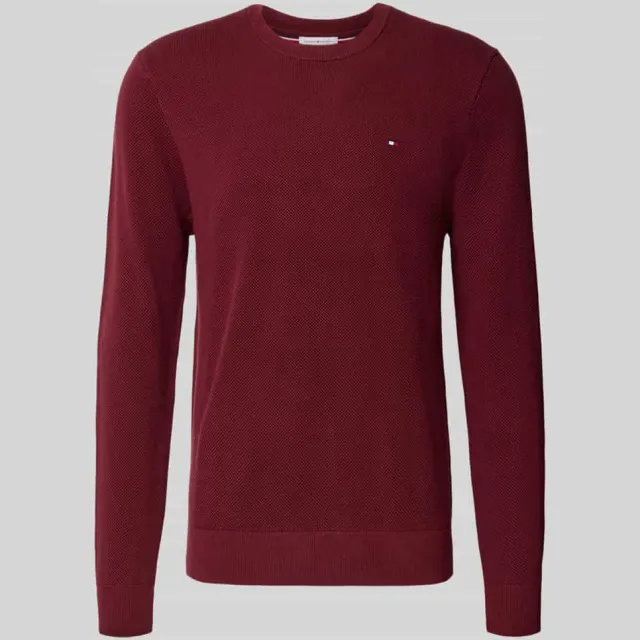 Tommy Hilfiger katoenen regular fit gebreide trui - bordeauxrood, foto 2