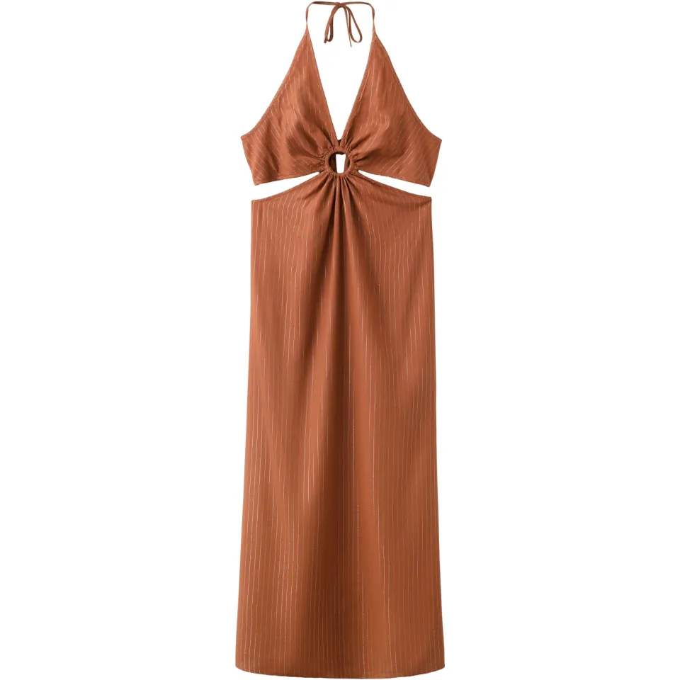 Mango Teen halter maxi jurk met cut-out oranje, foto 2