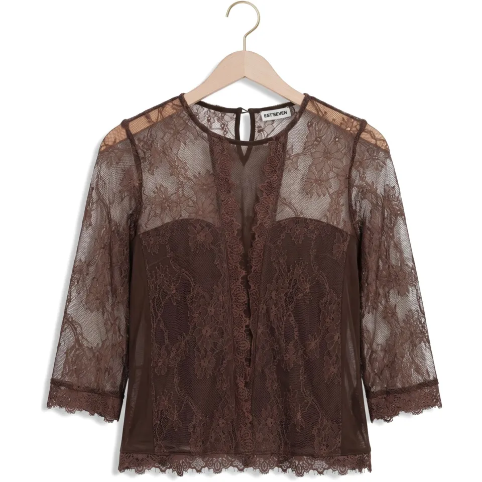 Est'seven Lacy top donkerbruin bruin, foto 2