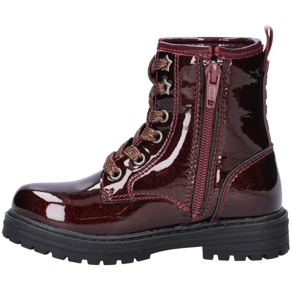Nelson Kids lakleren enkelboots met glitters en profielzool - bordeaux, foto 4