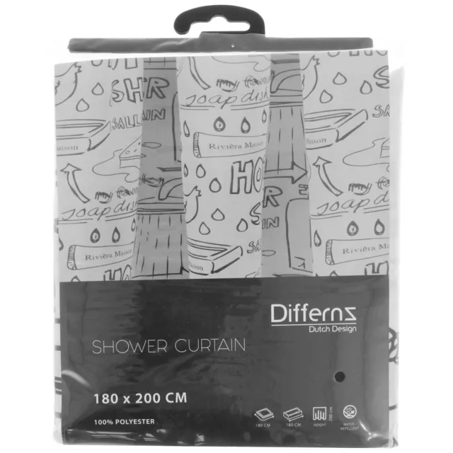Differnz Bath douchegordijn polyester 180x200 cm zwart