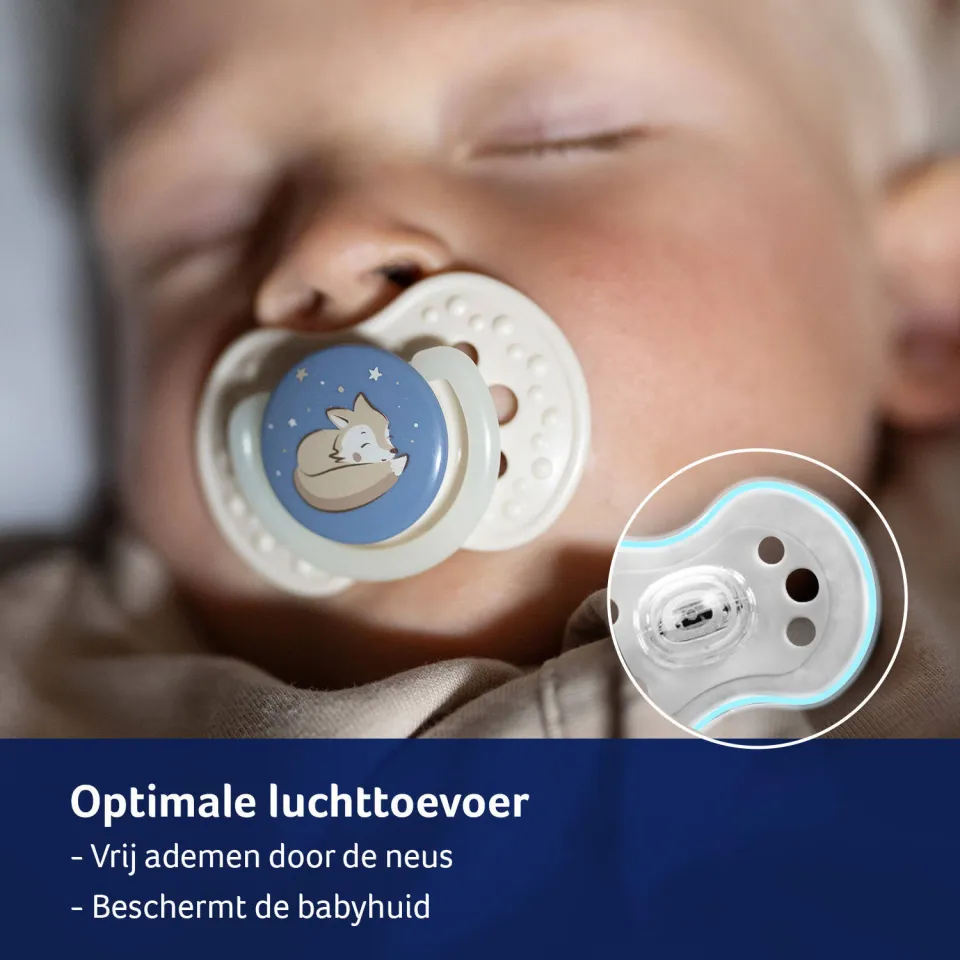 Difrax LOVI dynamische fopspeen glow in the dark blauw, foto 3