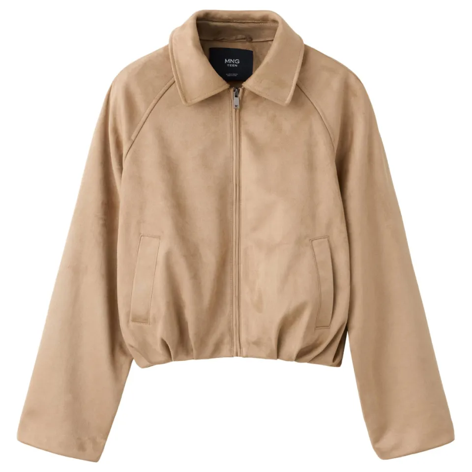 Mango suèdelook tussenjas beige, foto 2