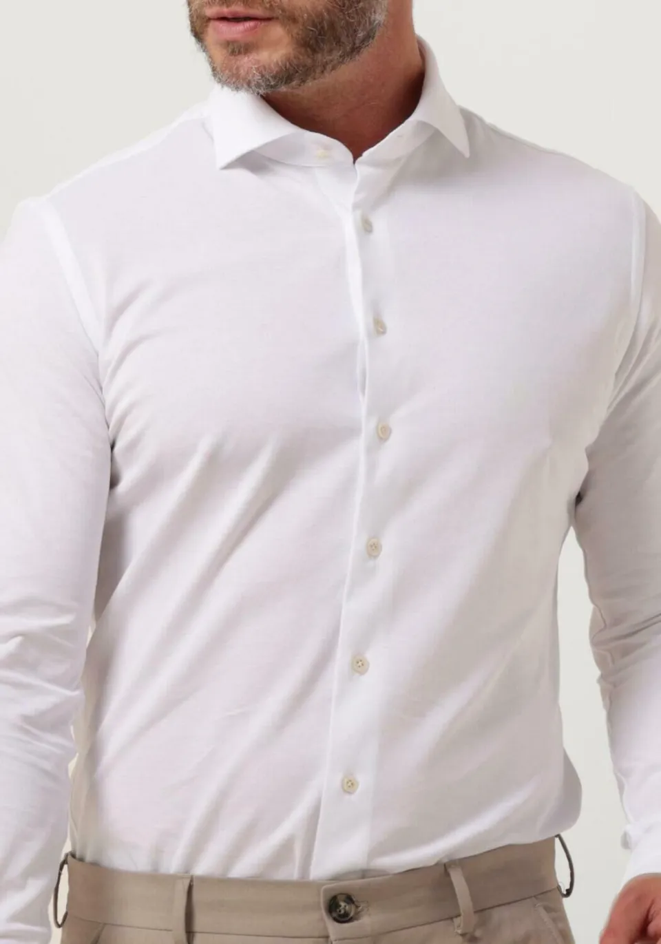 Profuomo Knitted Shirt slim fit wit, foto 4