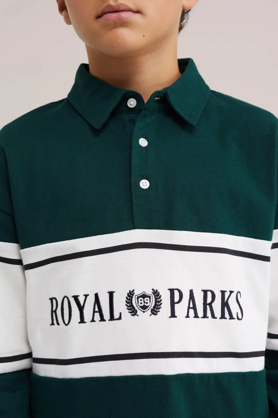 WE Fashion polo longsleeve groen/wit, foto 5