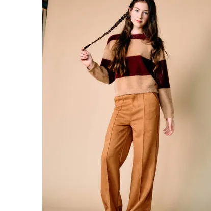 NoBell’ Sage suèdelook wide leg pantalon bruin, foto 5