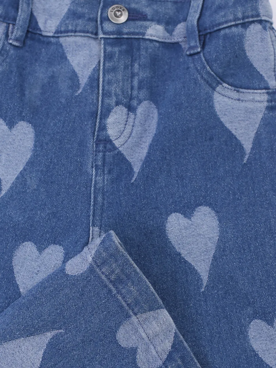 LOOXS little Little denim heart jeans met hartjes - mediumblauw, foto 5