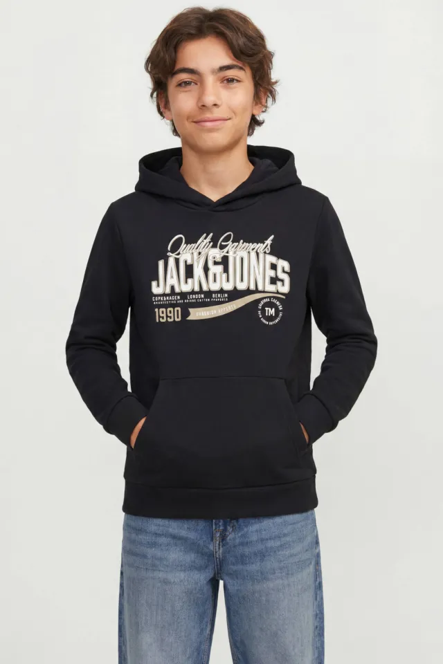 Jack & Jones JUNIOR hoodie met logo - zwart