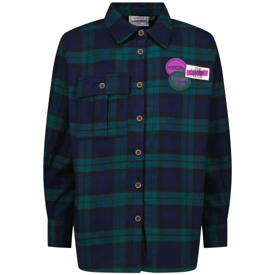 Vingino rechtvallende geruite blouse groen, foto 2