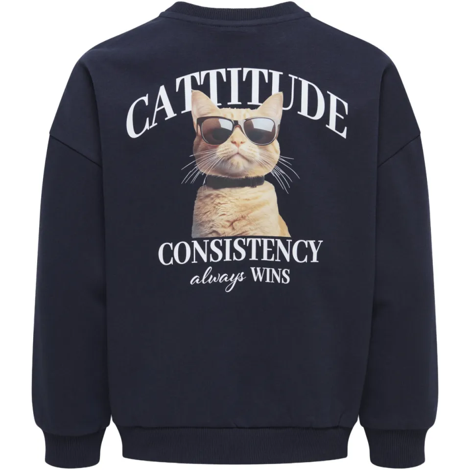 KIDS ONLY GIRL oversized gebreide sweater met backprint - donkerblauw, foto 2