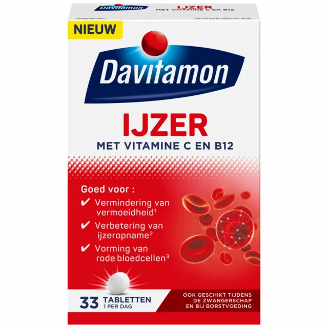 Davitamon 1+1 gratis: Davitamon IJzer Met Vitamine B12 33 tabletten
