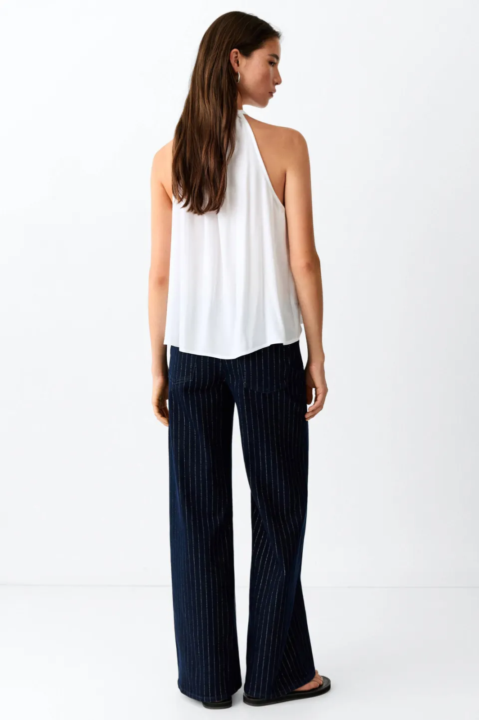 Mango TEEN wide leg jeans met krijtstreep - donkerblauw, foto 3