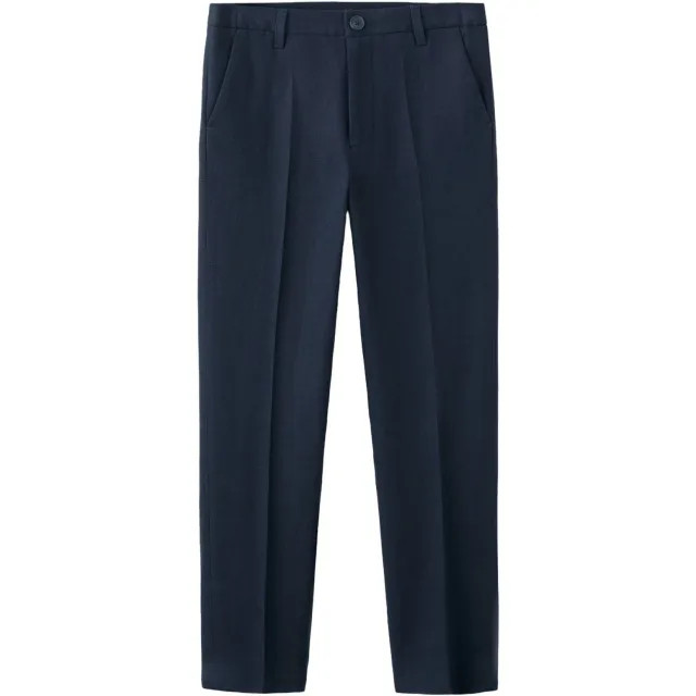 Mango Kids linnen pantalon marineblauw
