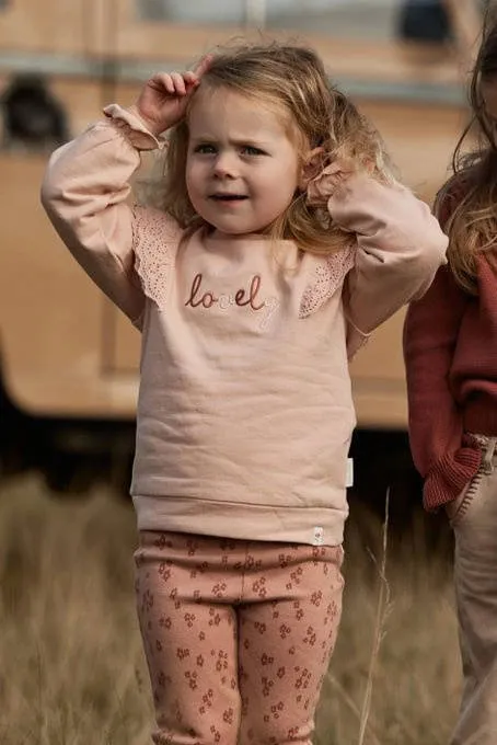 Little Dutch sweater met ruches en tekst - roze