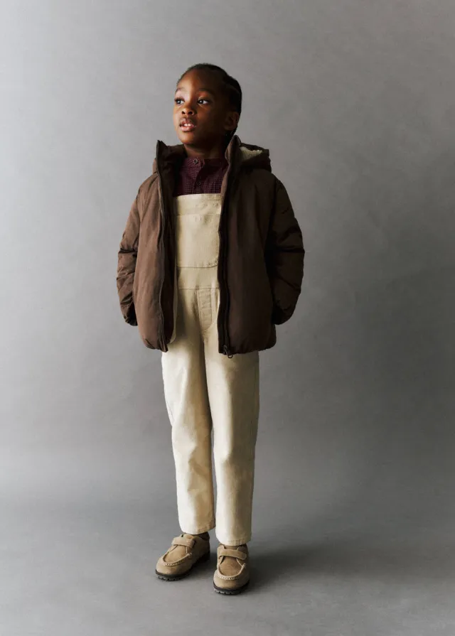 Mango Kids corduroy tuinbroek beige