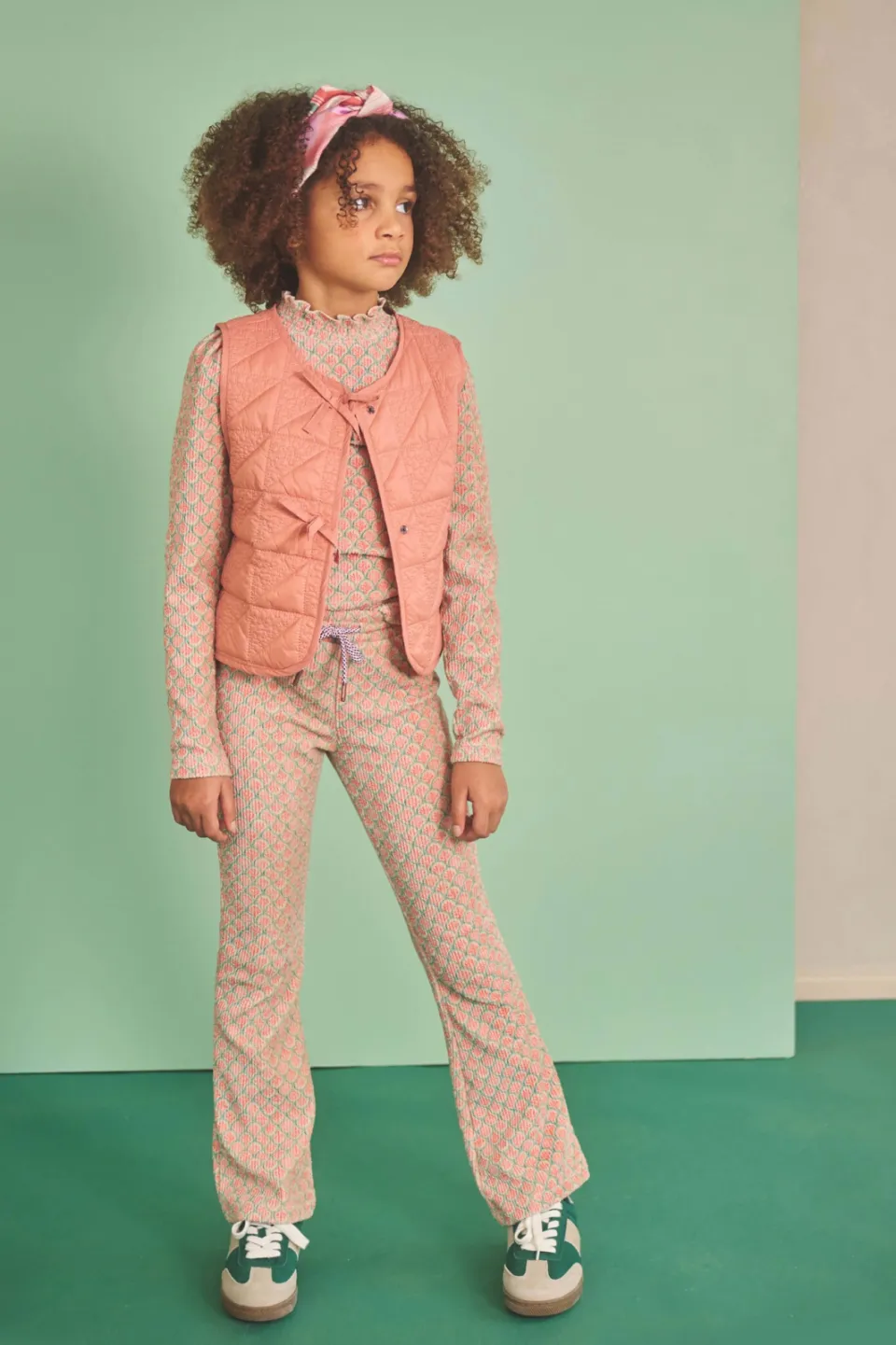 Nono flared legging beige Beige/zalmroze/zeegroen