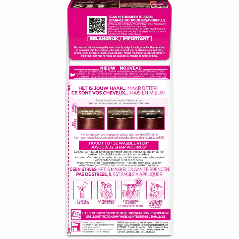 L'oréal Casting Crème Gloss haarkleurmiddel licht mahoniebruin 550, foto 3