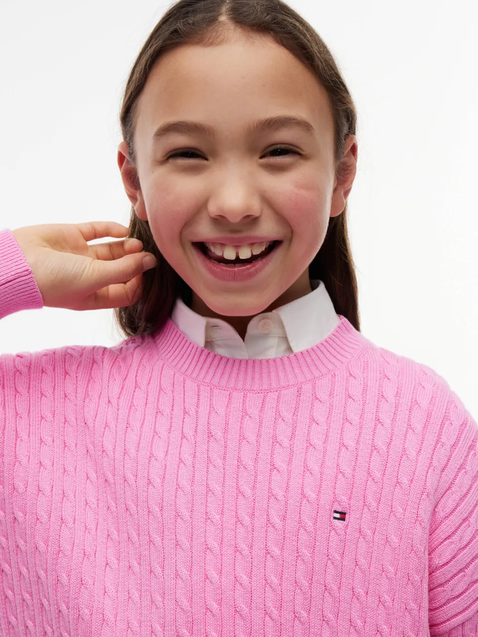 Tommy Hilfiger gebreide trui met kabels roze, foto 5