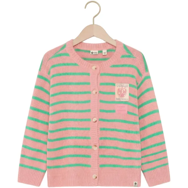 Daily7 Meisjes Truien & Vesten Knitwear Striped Cargdigan - Roze Roze/groen