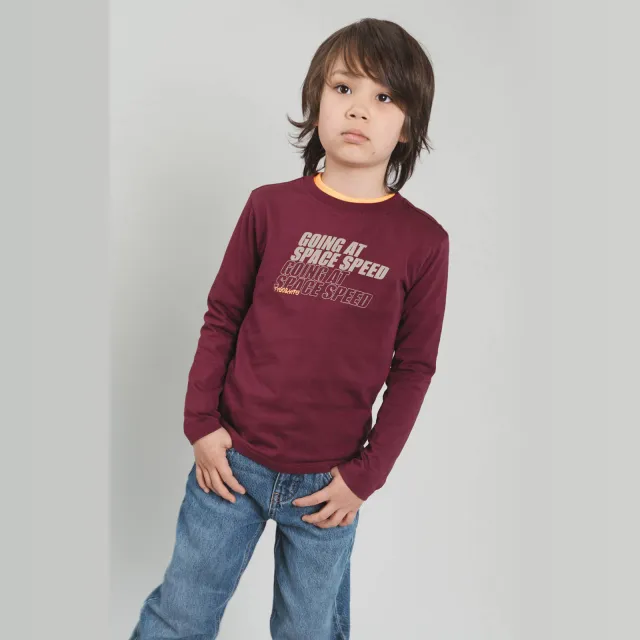 TYGO & vito jersey rechtvallende longsleeve met print donkerrood