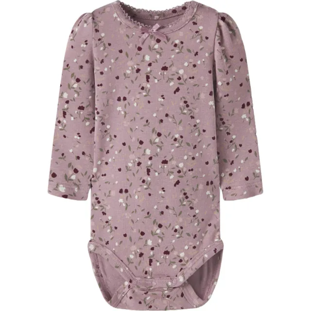 NAME IT BABY gebreide gebloemde romper - lila