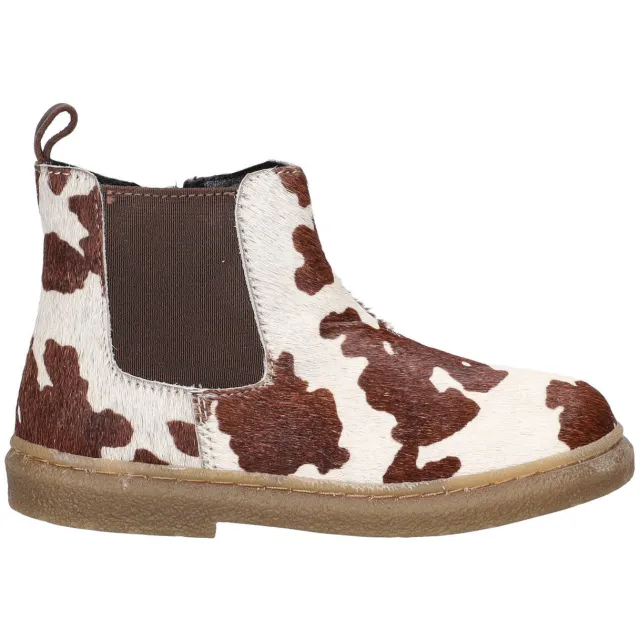 Nelson Kids enkelboots met koeienprint - ecru/bruin