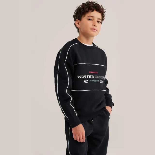 WE Fashion Bad Boys sweater met tekst - zwart