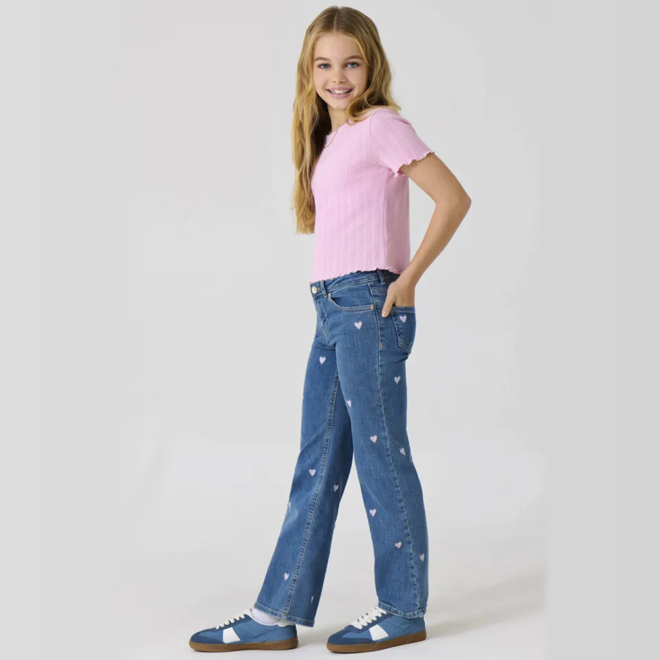 KIDS ONLY GIRL wide leg jeans KOGJUICY pink hearts, foto 3