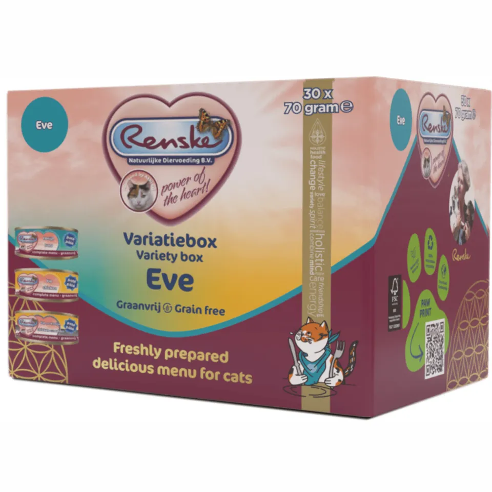Renske Eve variatiebox graanvrij pâté natvoer kat 30 x 70 g, foto 2